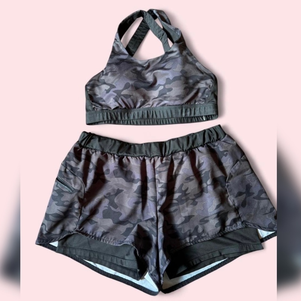 Camo Sports Bra and Shorts Set